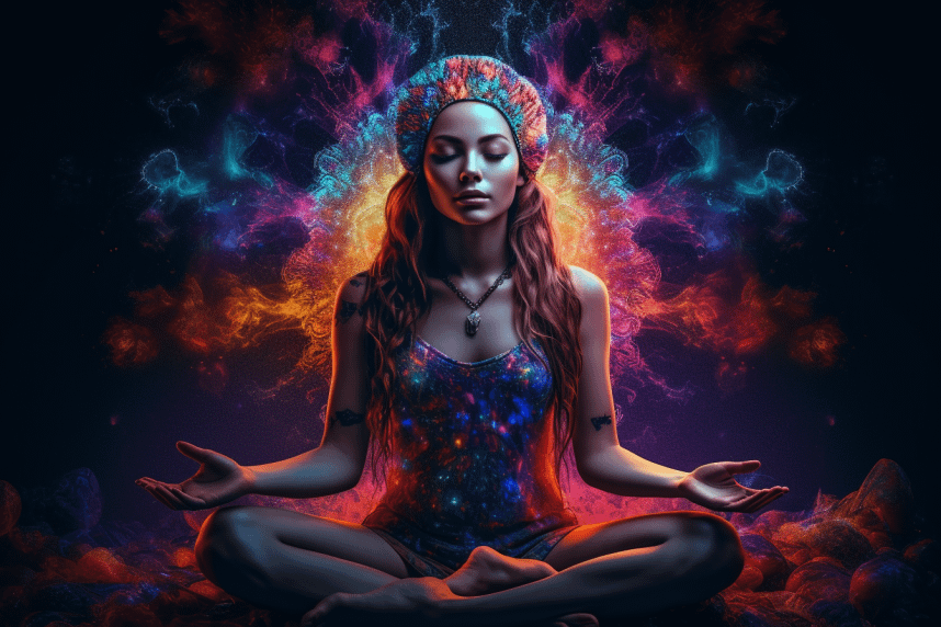 girl meditating with trapped emotions