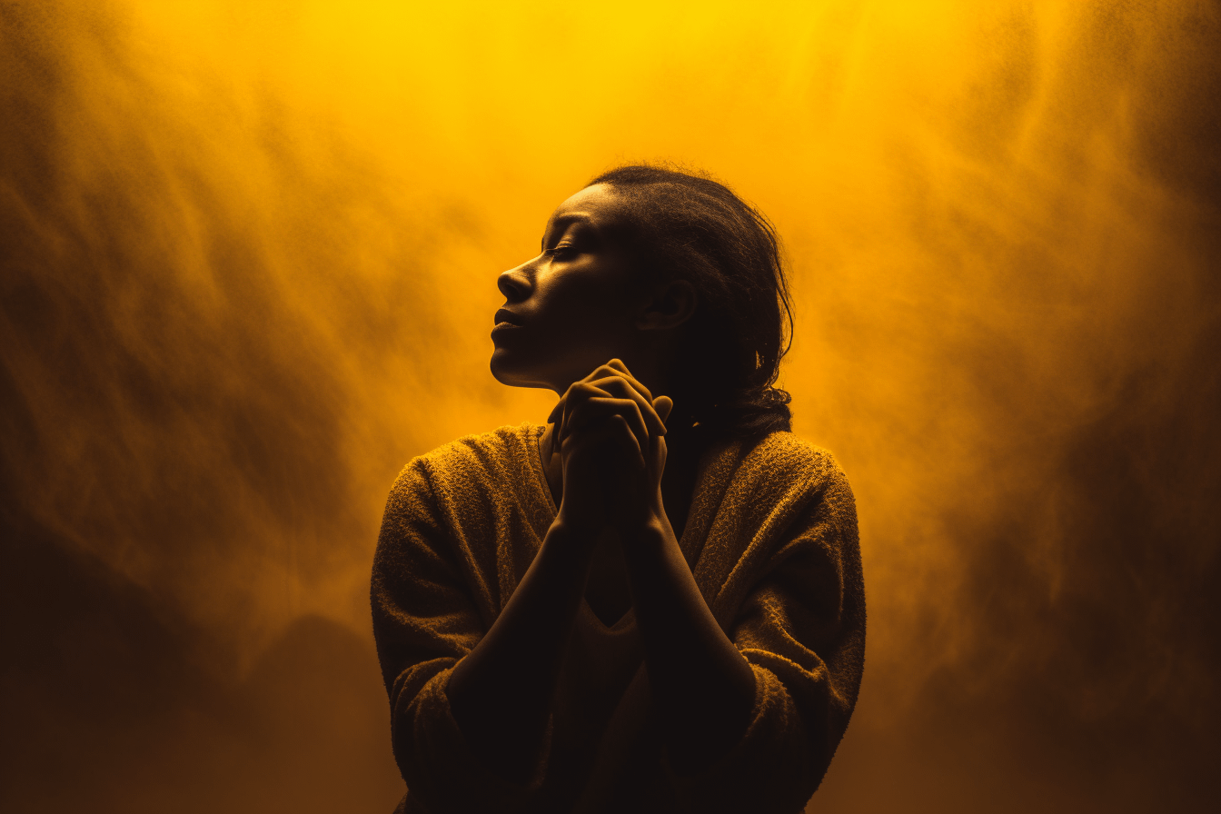 woman sitting in yellow light, forgiveness